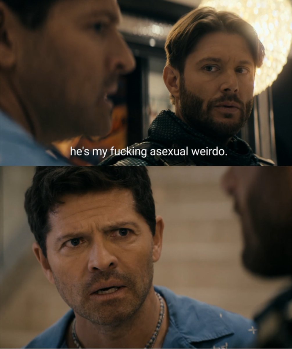 spn_aesthetic's tweet photo. Soldier Boy saying He is a fkng asexual weirdo but he's my fkng asexual weirdo while looking at Misha

Absolute cinema https://t.co/sP480NiiBD