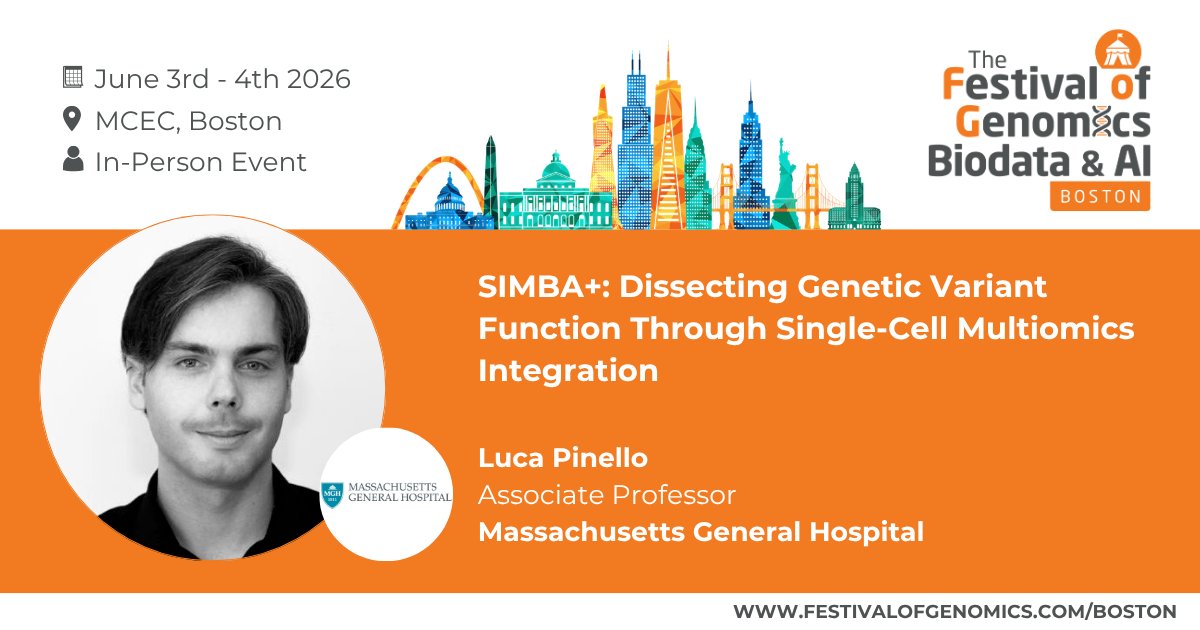 FLGenomics's tweet image. @LucaPinello (Associate Professor, Massachusetts General Hospital) will present SIMBA+, a probabilistic graph framework integrating #singlecell #multiomics with genetic association data at The Festival of Genomics, Biodata &amp;amp; AI in June: Register now: hubs.la/Q04d1_Xt0