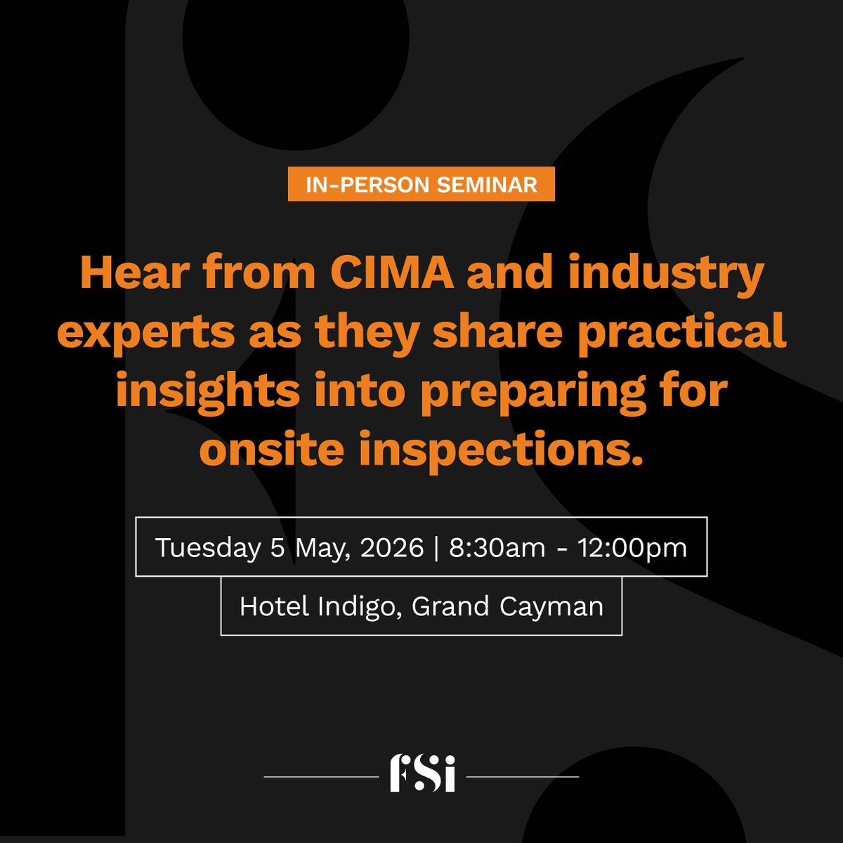 caymanfsi's tweet photo. Have you registered for FSI’s Preparing for an Onsite Inspection from CIMA seminar?

This key FSI seminar is designed to equip directors, senior managers, and compliance professionals with the skills needed to manage an onsite inspection by CIMA.

🔗 https://t.co/CxQ6QR6JbL https://t.co/lF4YYdmDBx