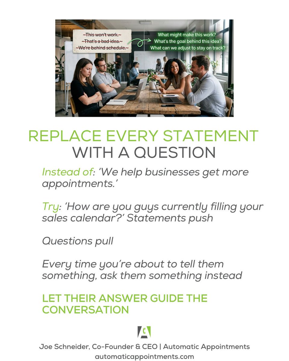 AutomaticAppts's tweet image. PARRT 2

Old school advice: “Be excited! Smile and dial!” Modern reality: high energy on cold calls triggers suspicion. Calm, curious, and human works.

#ColdCalling #B2B #SalesMindset #SalesTips