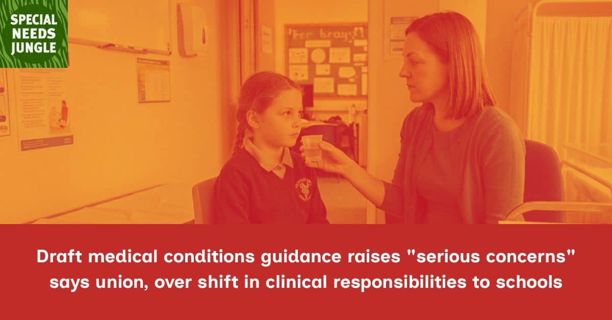 MitchLevinson3's tweet image. Draft medical conditions guidance raises “serious concerns”
says union, over shift in clinical responsibilities to
schools 
specialneedsjungle.com/draft-medical-… #SpecialNeeds