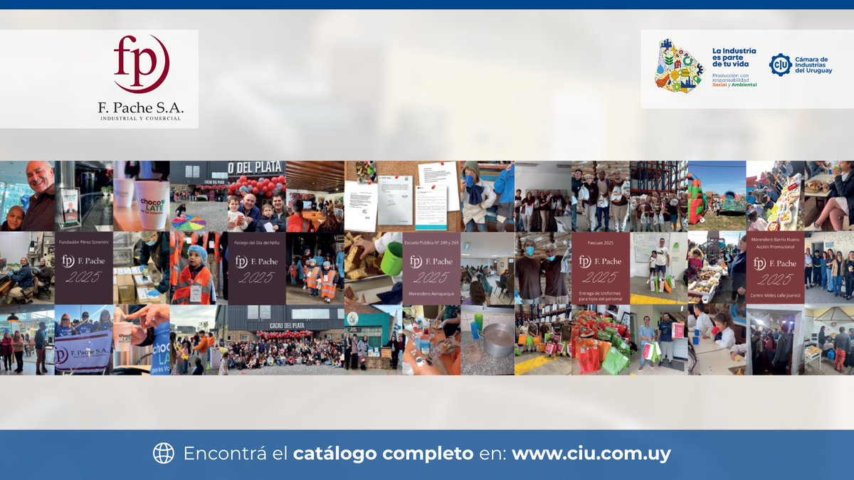 ✅ Con presencia en más de 25 países, 𝐅. 𝐏𝐀𝐂𝐇𝐄 𝐒.𝐀., empresa socia #CIU⚙️ produce una amplia gama de cacao en polvo, para la industria galletera, panificadora, láctea, heladera y chocolatera.

✅ Lleva adelante acciones para el bienestar de sus colaboradores y de su
