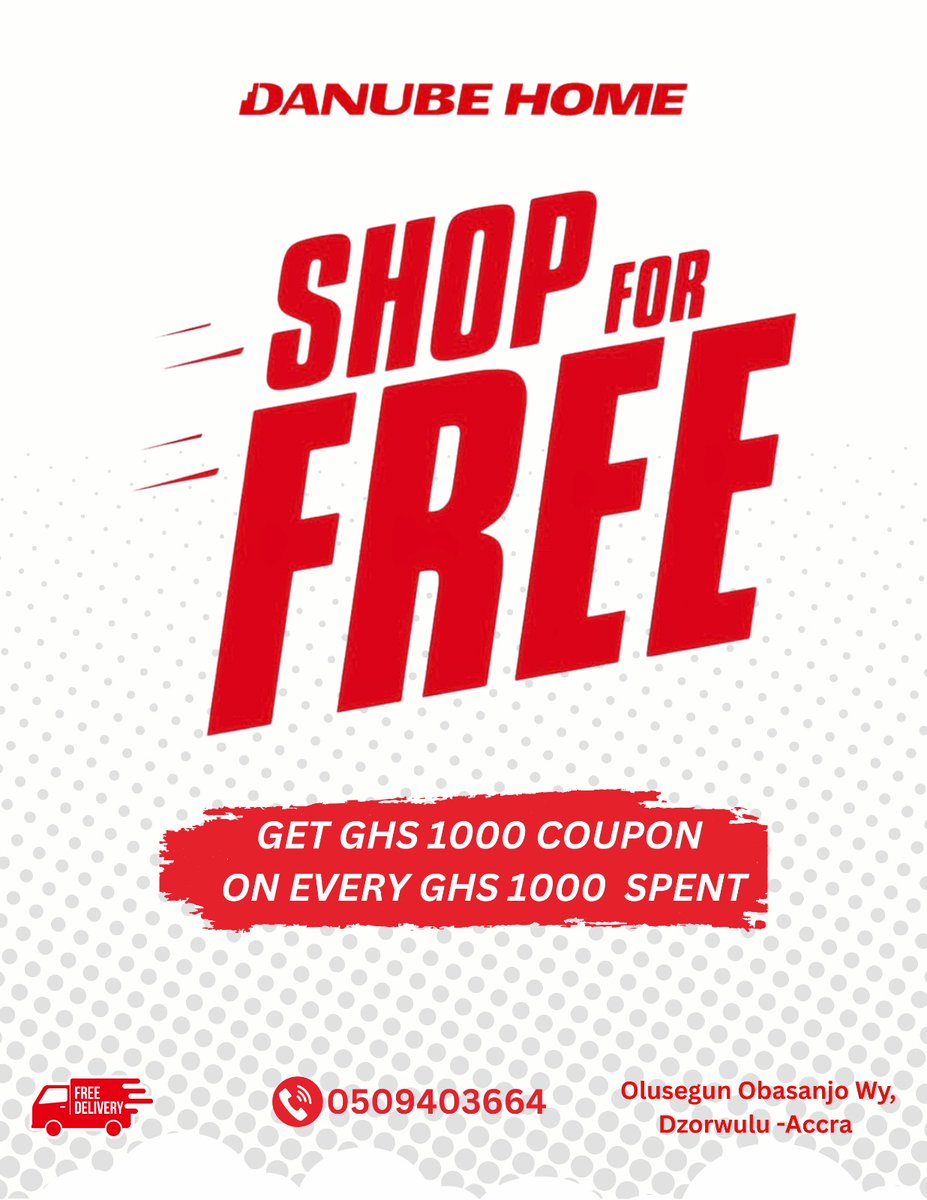 DanubeHomeGh's tweet photo. Unwrap amazing deals this May

Get double the value when you shop with us!
Make a purchase and receive a FREE shopping voucher equal to the amount you spend.

_For example: Buy items worth GHS 10,000 and get a voucher worth GHS 10,000 absolutely FREE to spend on more items!_ https://t.co/AGEbONiuCQ