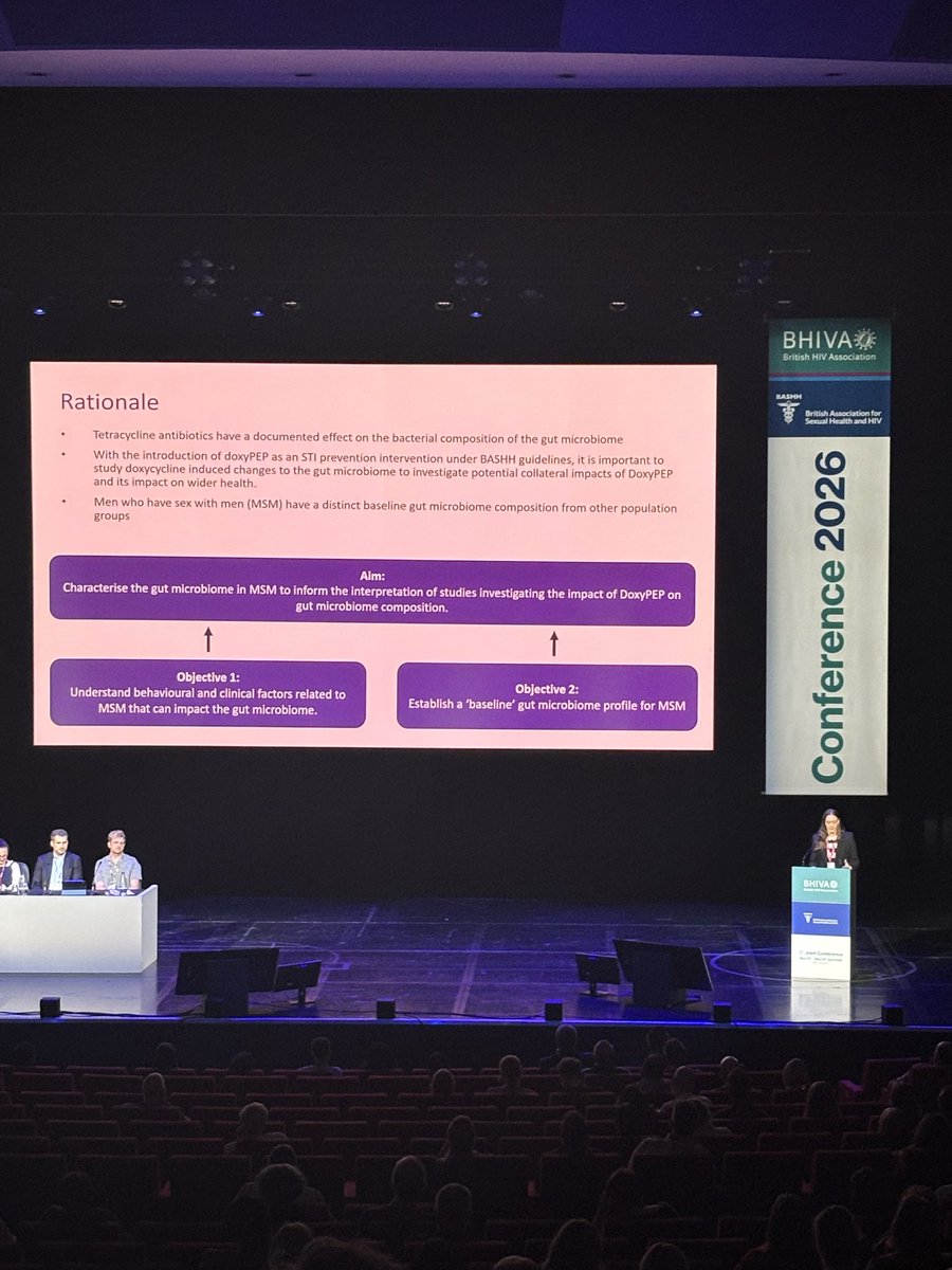 BASHH_UK's tweet photo. #BHIVABASHH26
#STASHH #BASHH #BHIVA

Alexandra on her scoping review regarding impact of doxyPEP on the gut microbiome. Due to a distinct MSM profile it is important that these groups are stratified. https://t.co/VB7UJ3NAhx