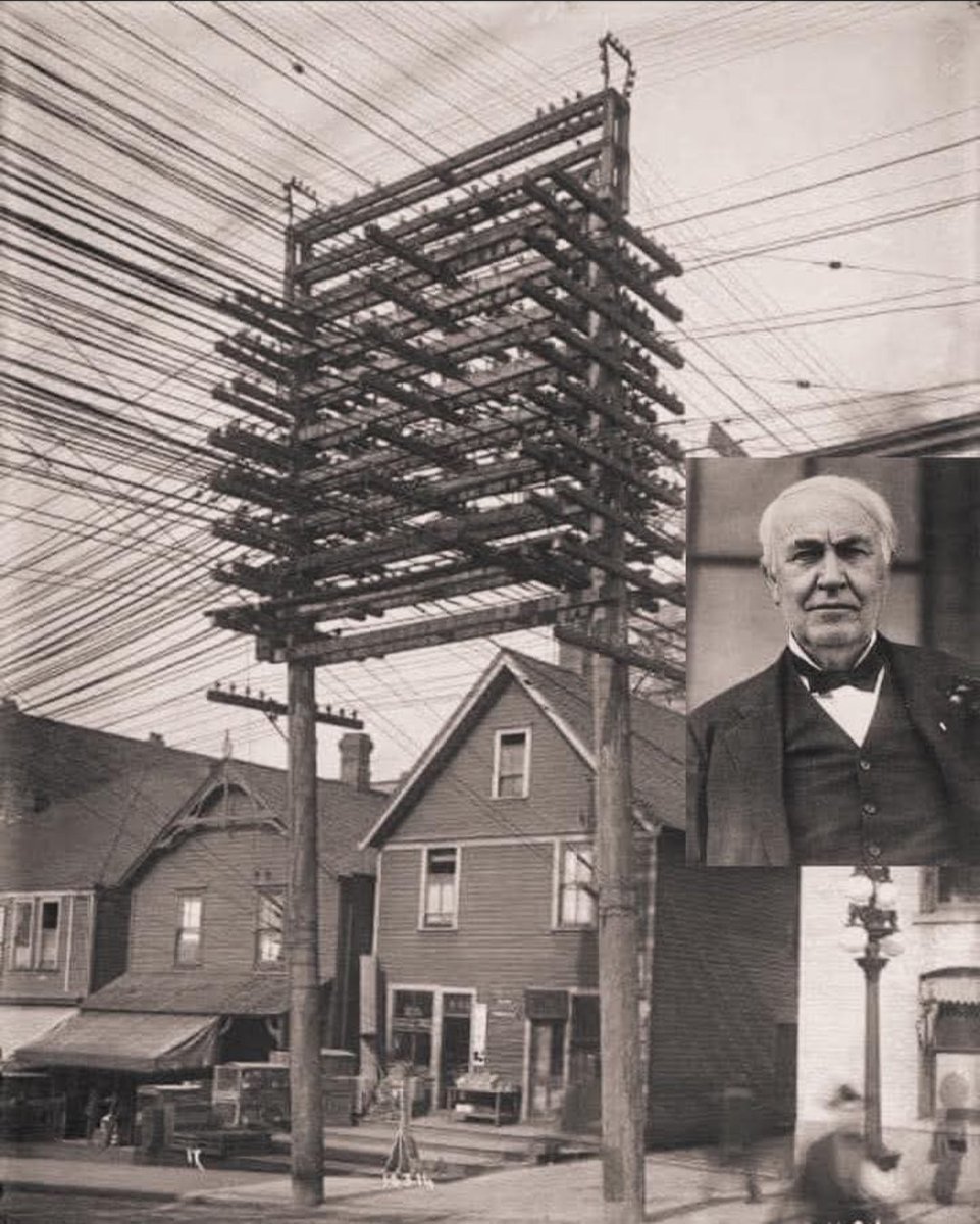 Assim eram as linhas de transmissão de energia antes do Tesla desenvolver o sistema de corrente alternada