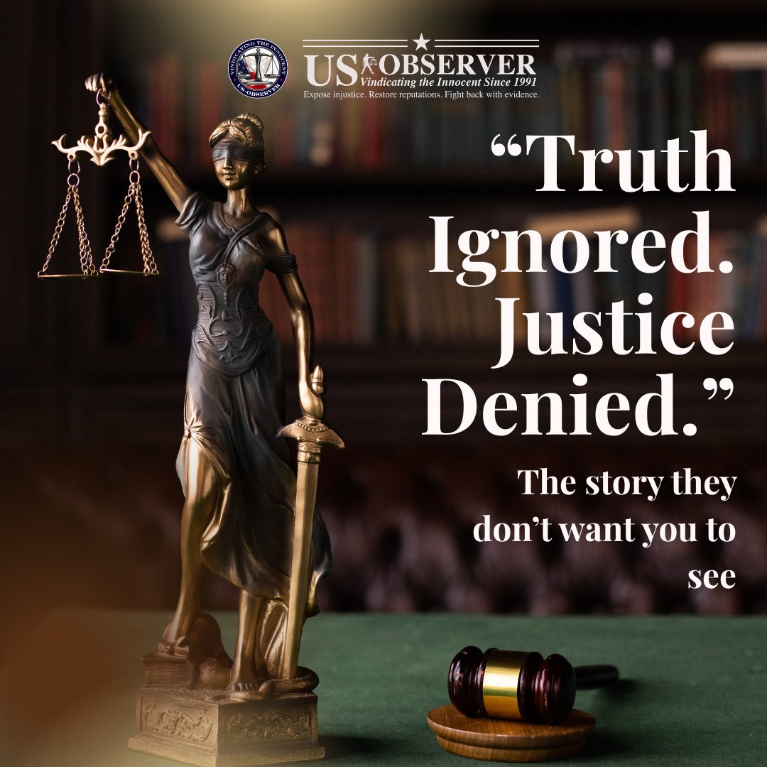 theusobserver's tweet photo. When truth is ignored, justice becomes a casualty.
Every overlooked fact and silenced voice weakens the system meant to protect us.
The real story isn’t always the loudest—but it matters the most.

#USObserver #TruthIgnored #JusticeDenied #InvestigativeJournalism #Accountability #ExposeTheTruth #LegalSystem #VoiceForJustice #RealStories #StayInformed