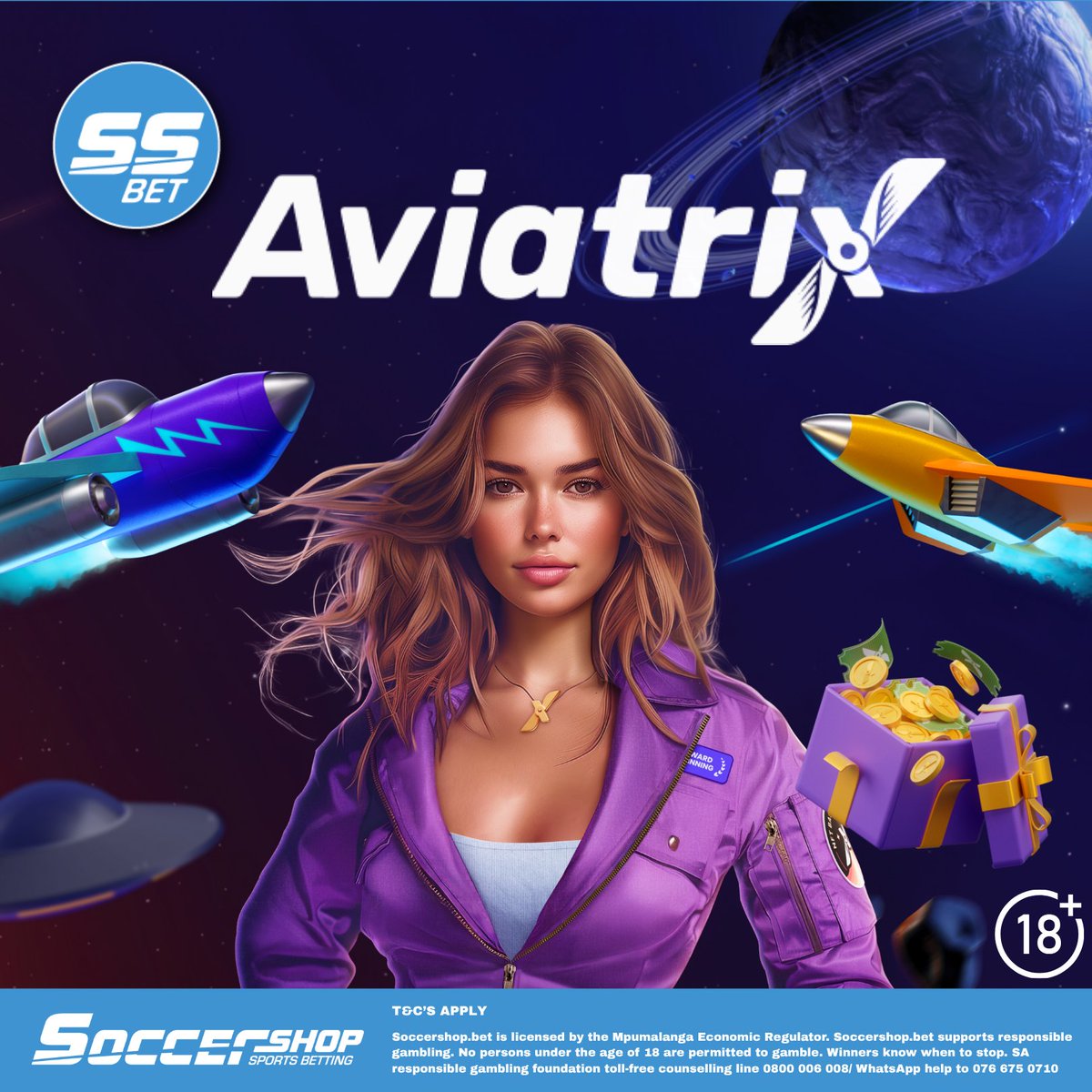 SoccerShopSA's tweet image. Aviatrix - the Future of Crash Games!✈️

🎨 Personalised planes
🎁 Daily prizes &amp;amp; tournaments
🚀 Fast-paced multiplier action

Claim your Welcome Bonus🩵
ss-bet.co/4ho4PQ2

Bet Responsibly | Ts &amp;amp; Cs Apply | 18+ Only
#aviator #promocode #slots #bonusspins