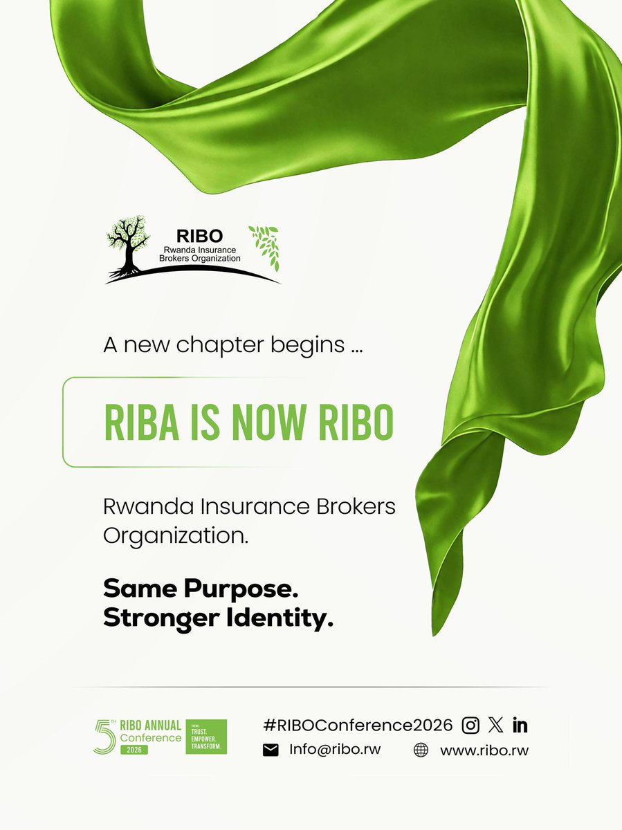 Ribo_Rwanda's tweet photo. Noticed something different?

Rwanda Insurance Brokers Association (RIBA) is now the Rwanda Insurance Brokers Organization (RIBO).

As part of regulatory alignment, we have adopted a new name that reflects both compliance and our continued evolution as an organization. https://t.co/0Mjw1Uimun