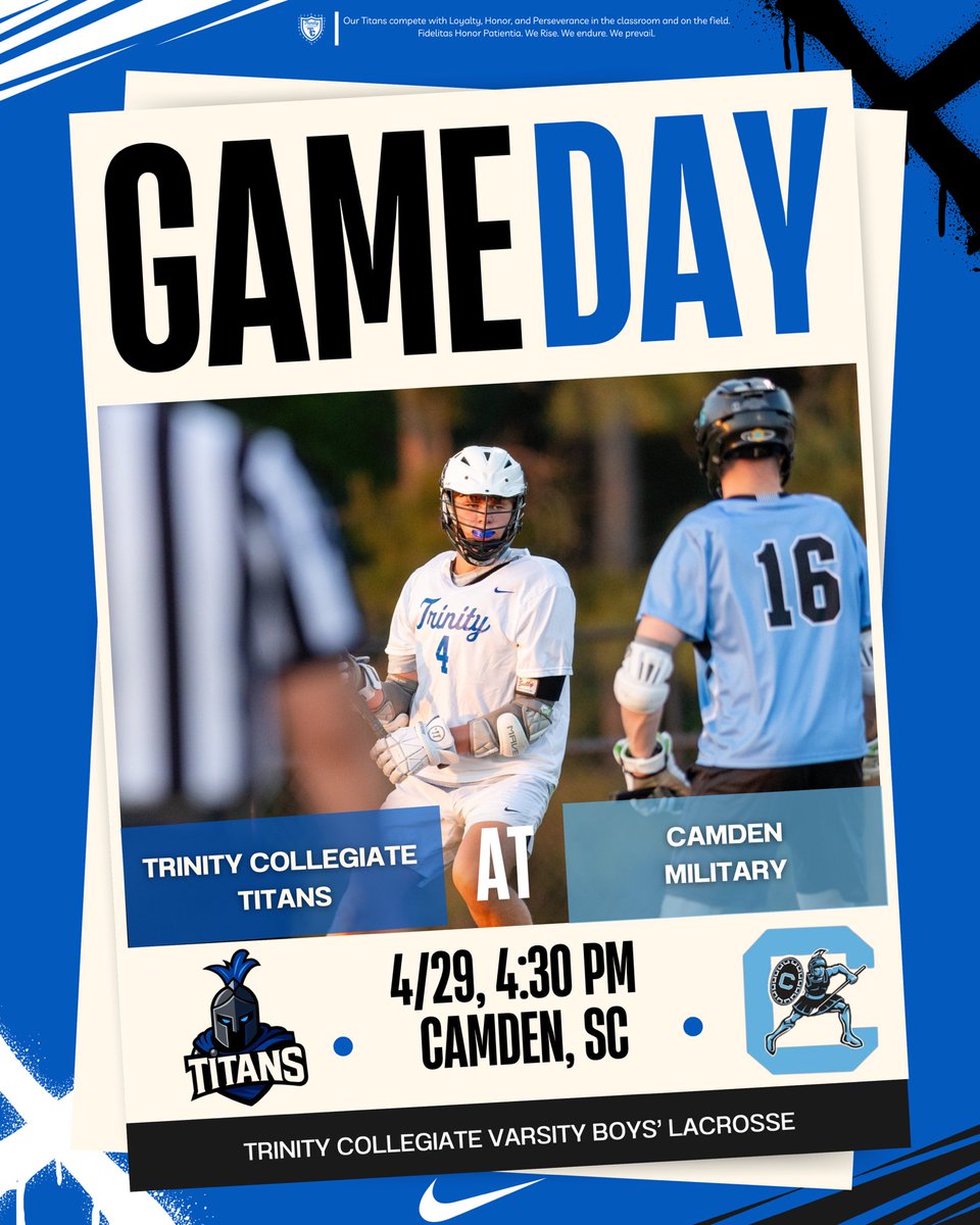 titans_tcs's tweet photo. Season finale for varsity boys’ lacrosse today as they head to Camden Military. Let’s go Titans! https://t.co/P2jqaVje1e