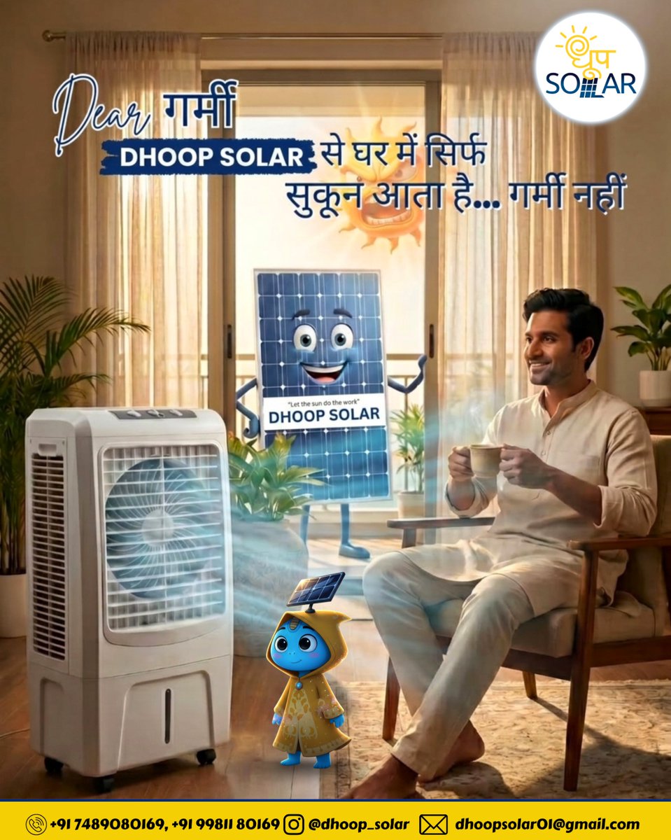 DhoopSolar's tweet photo. Dear गर्मी,
DHOOP SOLAR से घर में सिर्फ सुकून आता है… गर्मी नहीं! 🌞

Visit us: https://t.co/1zOpVO3M9v

#DhoopSolar #solar #SolarEnergy #FreeElectricity #GoGreen #SolarSavings #GreenEnergy #SolarPower #SustainableLiving #LowerElectricityBills https://t.co/7ReX6Op9zW
