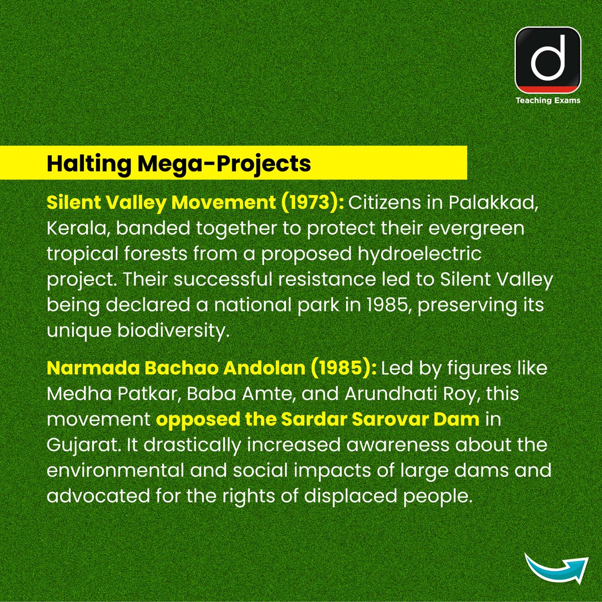 Drishtiteaching's tweet image. From forests to farmlands, people-powered movements have shaped India’s environmental legacy 

#EnvironmentalMovements #ChipkoMovement #SustainableIndia #SaveNature #GrassrootsPower #EcoAwareness