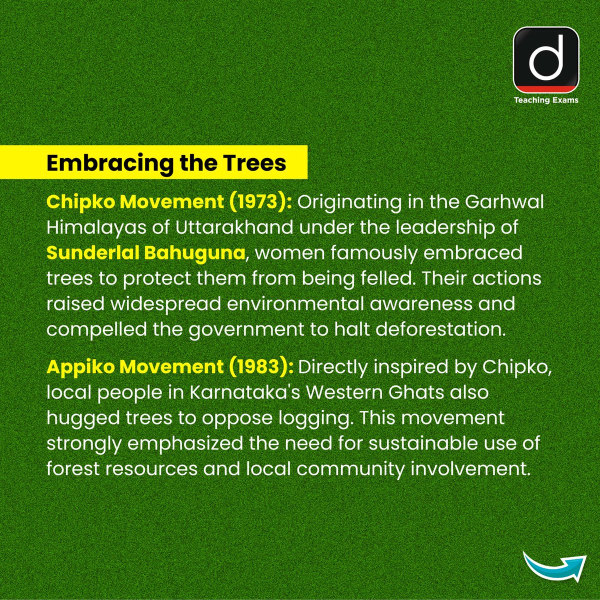 Drishtiteaching's tweet image. From forests to farmlands, people-powered movements have shaped India’s environmental legacy 

#EnvironmentalMovements #ChipkoMovement #SustainableIndia #SaveNature #GrassrootsPower #EcoAwareness