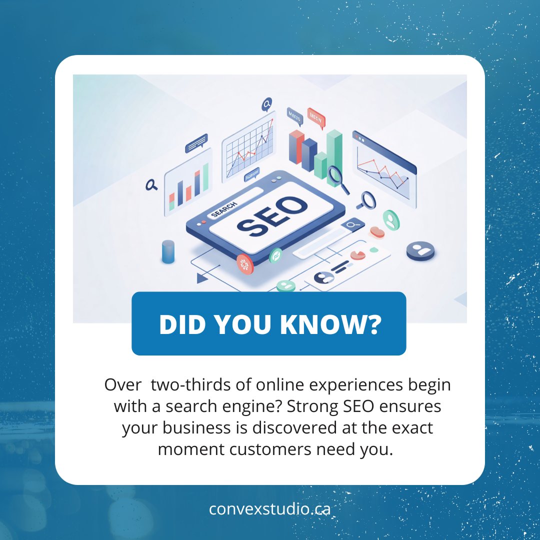 Did you know over two-thirds of online experiences begin with a search engine? Strong SEO ensures your business is discovered at the exact moment customers need you. For optimized visibility and search performance, visit bit.ly/33mPDeo or call (800) 949-1830.