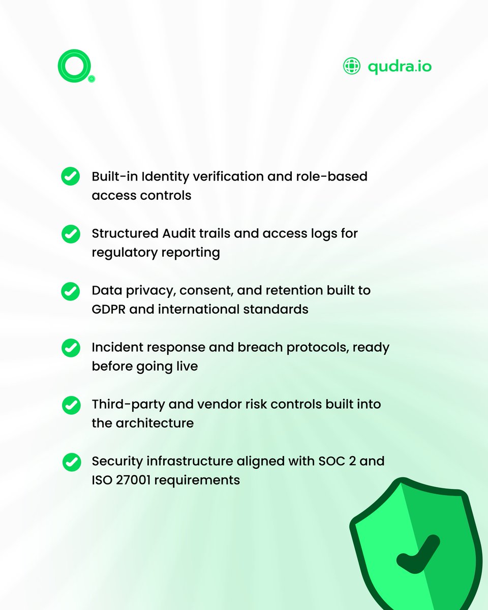 qudraIO's tweet photo. Most teams treat compliance like a final step. By then, it's already a problem.

We build it into the architecture from the start. Every product is audit-ready, secure by design, and built to meet intl standards without slowing your team down.

Let's talk

https://t.co/NOSveOYPrQ https://t.co/XbkYv6csFR