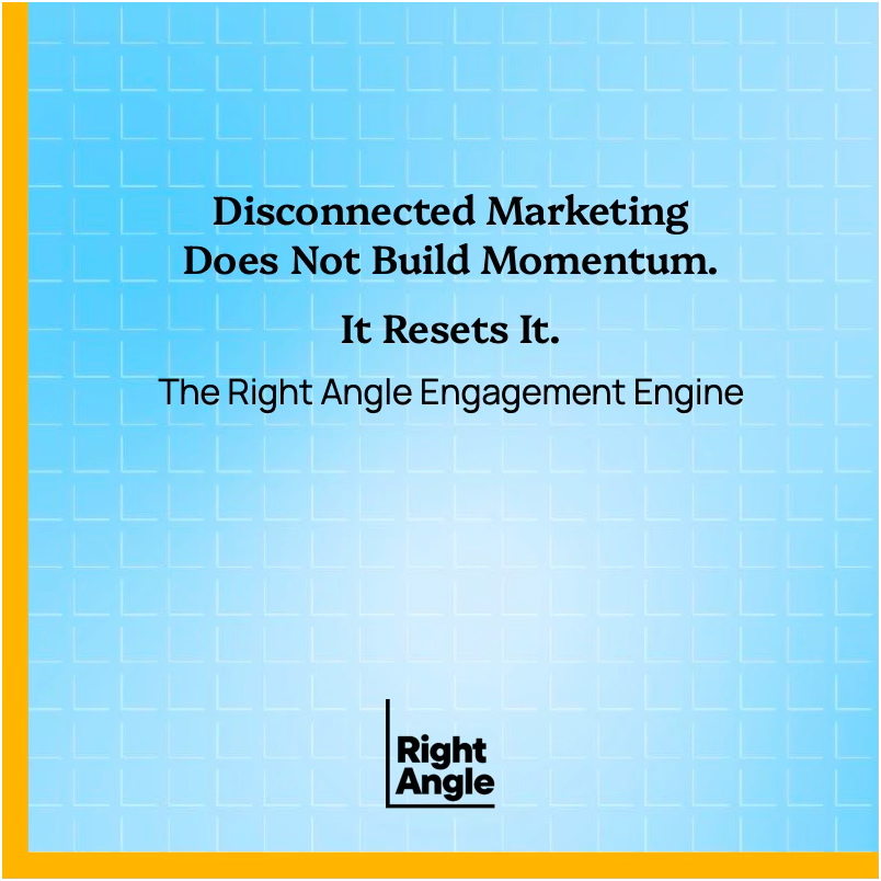 quigster's tweet photo. Disconnected Marketing Does Not Build Momentum.
It Resets It.

The Right Angle Engagement Engine https://t.co/7uLySS9GB2