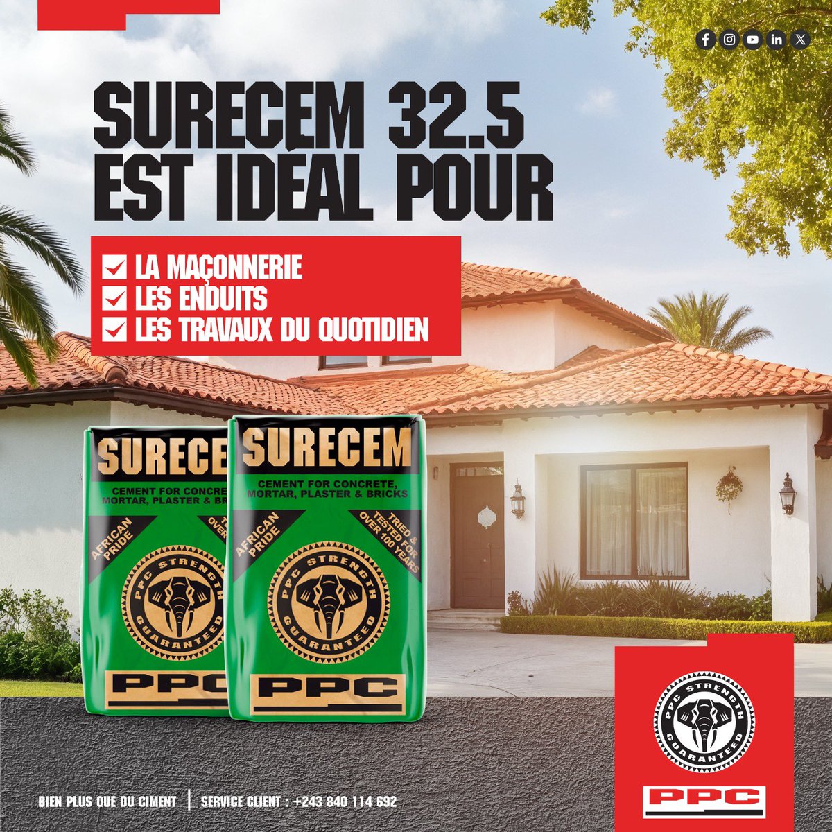 PpcProduits's tweet photo. Avec SURECEM 32.5, vous avez le ciment qu’il faut pour avancer sereinement au quotidien : maçonnerie, enduits ou petits travaux, il assure performance et fiabilité à chaque étape.

Simple, efficace, durable

#PPC #Surecem #Construction #BTP #Chantier #Qualité https://t.co/QEKACzczmt