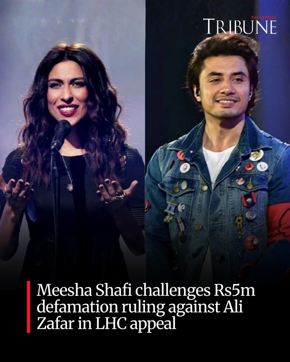 etribune's tweet photo. Ali Zafar’s defamation suit against Meesha Shafi entered a new phase on Wednesday as Meesha challenged the Rs5 million damages ruling in the Lahore High Court.
For more: https://t.co/pGEkxEjoi1
#etribune #News #Latest https://t.co/kFhJvMtTIg