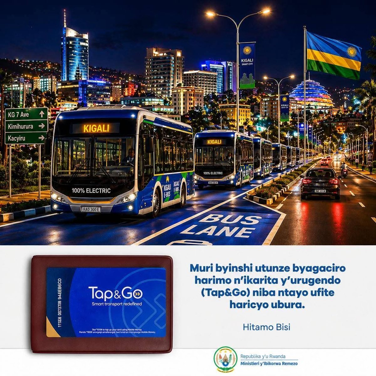 Humuza2's tweet image. Minisiteri y'Ibikorwaremezo yagize iti: #ZIRIKANA IBI!
Niba udatunze ikarita y’urugendo (#Tap&amp;amp;Go), uri gusigara inyuma. Fatanya n’abandi bamaze guhitamo kugendera muri bisi, dukomeze gukora ingendo zacu dutekanye muri #Teta. Ntutinde, #HitamoBisi unogerwe na serivisi nziza!