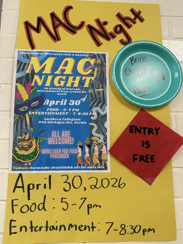 NCollegiate's tweet photo. It's the event you've been waiting for Viking community! Please join us this Thursday April 30th for the annual MAC Night hosted by Northern's Multicultural Awareness Club. Food 5-7 PM Entertainment 7-8:30 PM Bring cash for food purchases. https://t.co/nICc63qd7D