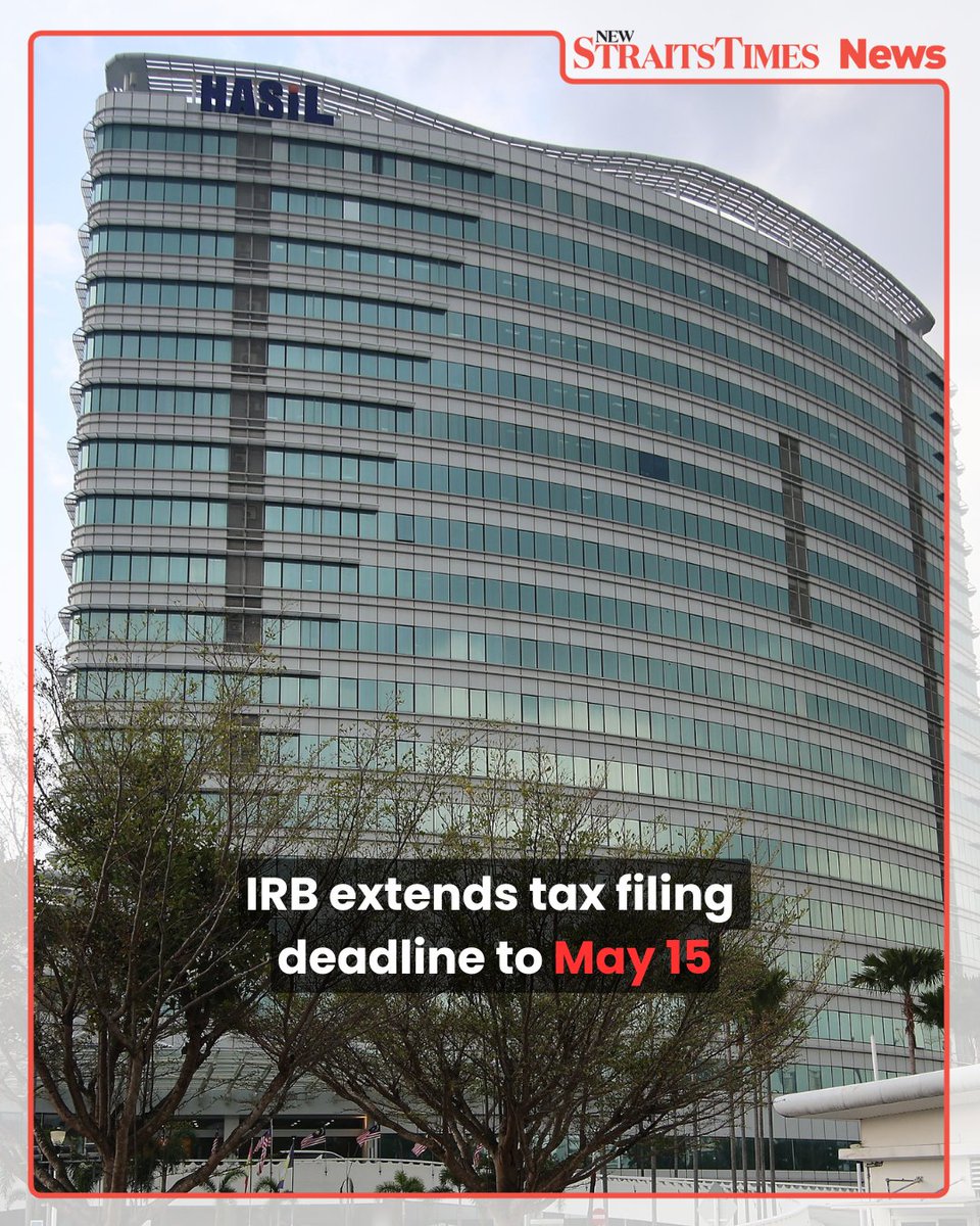 NST_Online's tweet photo. Taxpayers have until May 15 to file 2025 returns after IRB granted a 15‑day extension. The move, tied to mandatory e‑Filing, gives more time for accurate, complete submissions.

https://t.co/g5Bvegc0Nu https://t.co/QTsxkvdp5y