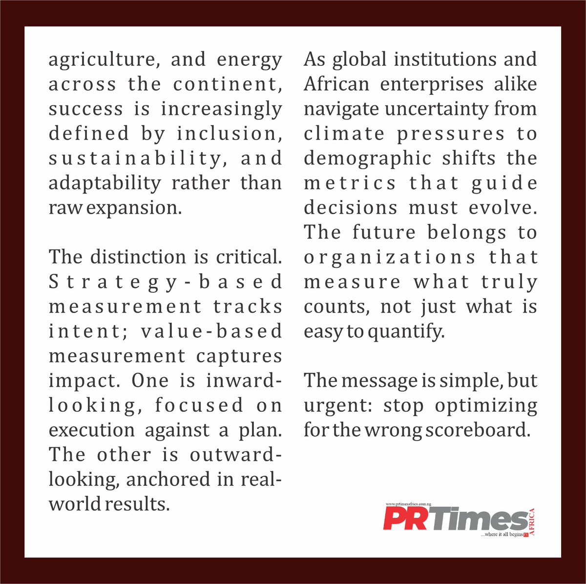 From Lagos to London: hitting targets ≠ real impact.
Strategy tracks intent. Value measures what truly matters people, resilience, inclusion.
Stop optimizing for the wrong scoreboard.
#Leadership #Strategy #ValueCreation #Impact #AfricaRising