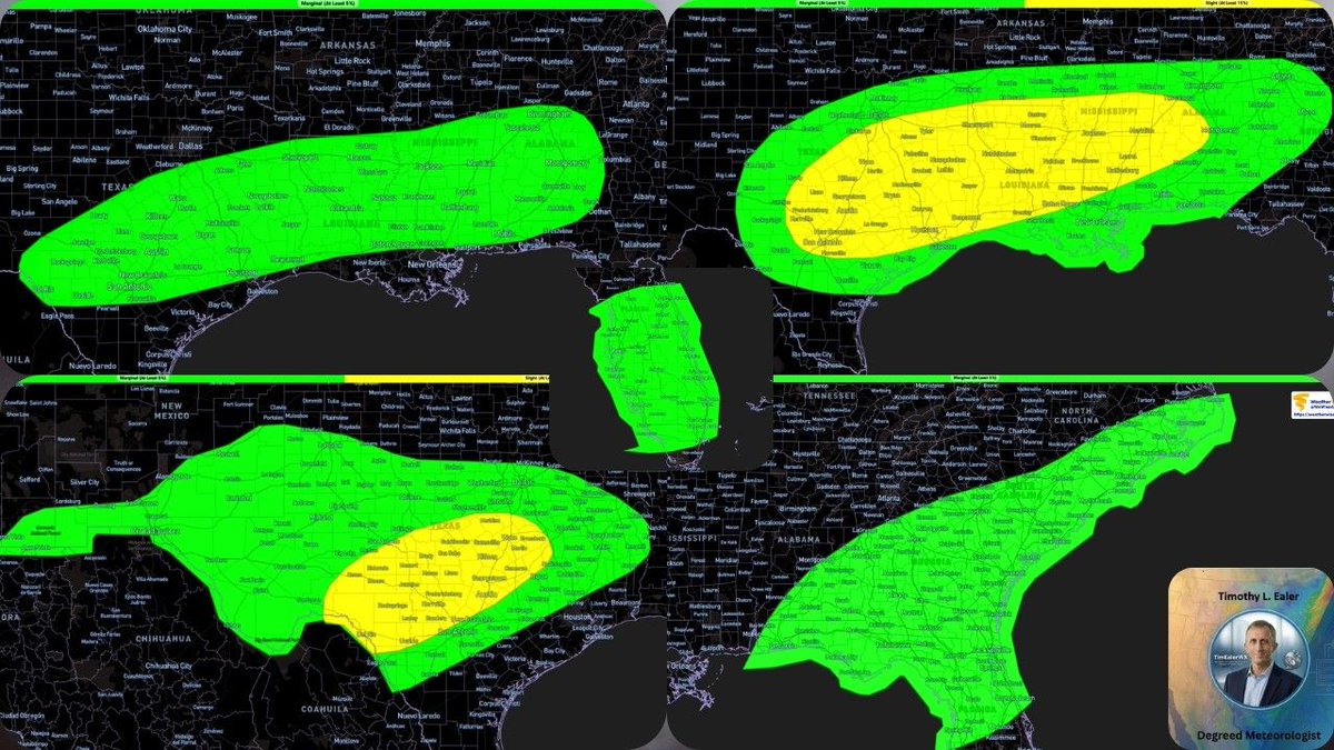 EalerTimothy's tweet image. ⛈️ New Forecast Discussion: We’ve got one more day of severe weather to navigate before heavy rain takes over for the weekend. From tornado risks in the Southeast to huge hail in Texas, get the full timing here: Forecast Discussion - youtu.be/-9pir9dFIKE  #WeatherAware