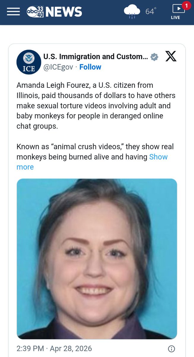 Barnestormer69's tweet image. #AmandaLeighFourez #Illinois #USA paid thousands $$$ for others to make  #AnimalTortureVideos
#AnimalAbuser #Torturer  #MonkeyTorturer #BabyMonkeyTorturer  #AnimalCrush #ZooSadism
