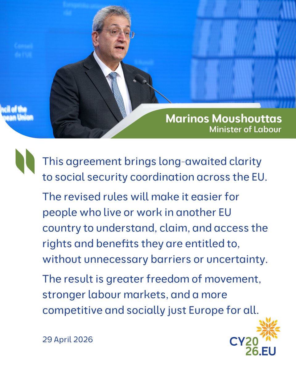 CyprusinEU's tweet photo. 🎙️ Minister of Labour @MMousiouttas on today’s endorsement.

Learn more 👉 https://t.co/lbikJJtwHL https://t.co/HGqmFu2SoR