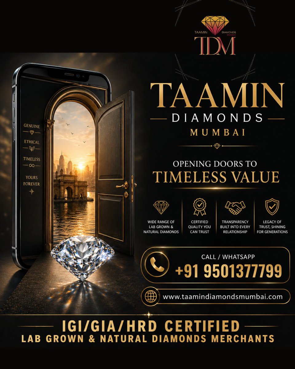 taamindiamonds's tweet image. Top Diamond Merchants in India

#jewellery #diamond #diamondsmerchants #taamindiamondsmumbai #franchiseopportunity #diamondring #beautifuldiamond #taamindiamondsmumbai #labgrowndiamonds #luxuryjewellerydesigns #sustainableluxury #diamondnecklace #diamondearrings #finejewellery