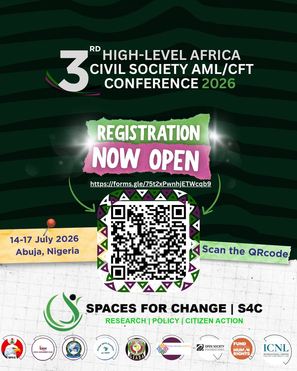 Happy to announce that the 3rd Africa High-Level Civil Society Conference on AML/CFT (#3AFRICACFT] will hold in Abuja, FCT, Nigeria on July 14-17, 2026, with the theme: "Implementing FATF Recommendation 8 Correctly: Practices, Lessons Learned and Opportunities for Reform."