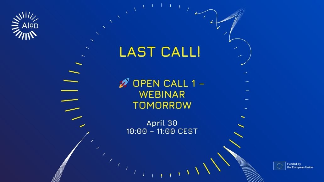 AIonDemand's tweet photo. Up to €60,000 in EU funding for AI solutions ready to move beyond development and into real deployment across Europe.
💡 AIoD &amp; Open Call 1 Webinar
📆 30 April 2026
👉 10:00 – 11:00 CEST
 
https://t.co/6hpa7y9E7p https://t.co/1q0saBSYAE