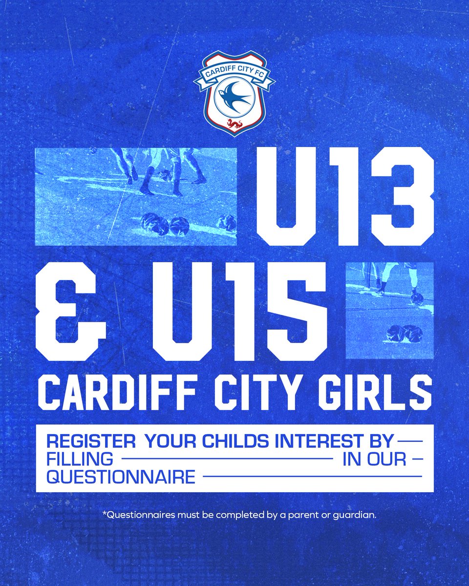 CardiffCityFCW's tweet photo. Interest to join our U15s and U13s sides this summer can be declared by a parent or guardian filling in our questionnaire ✍️

Register interest today 👉 https://t.co/DWFT3zbvpz

#CityAsOne https://t.co/TplLt9APIX