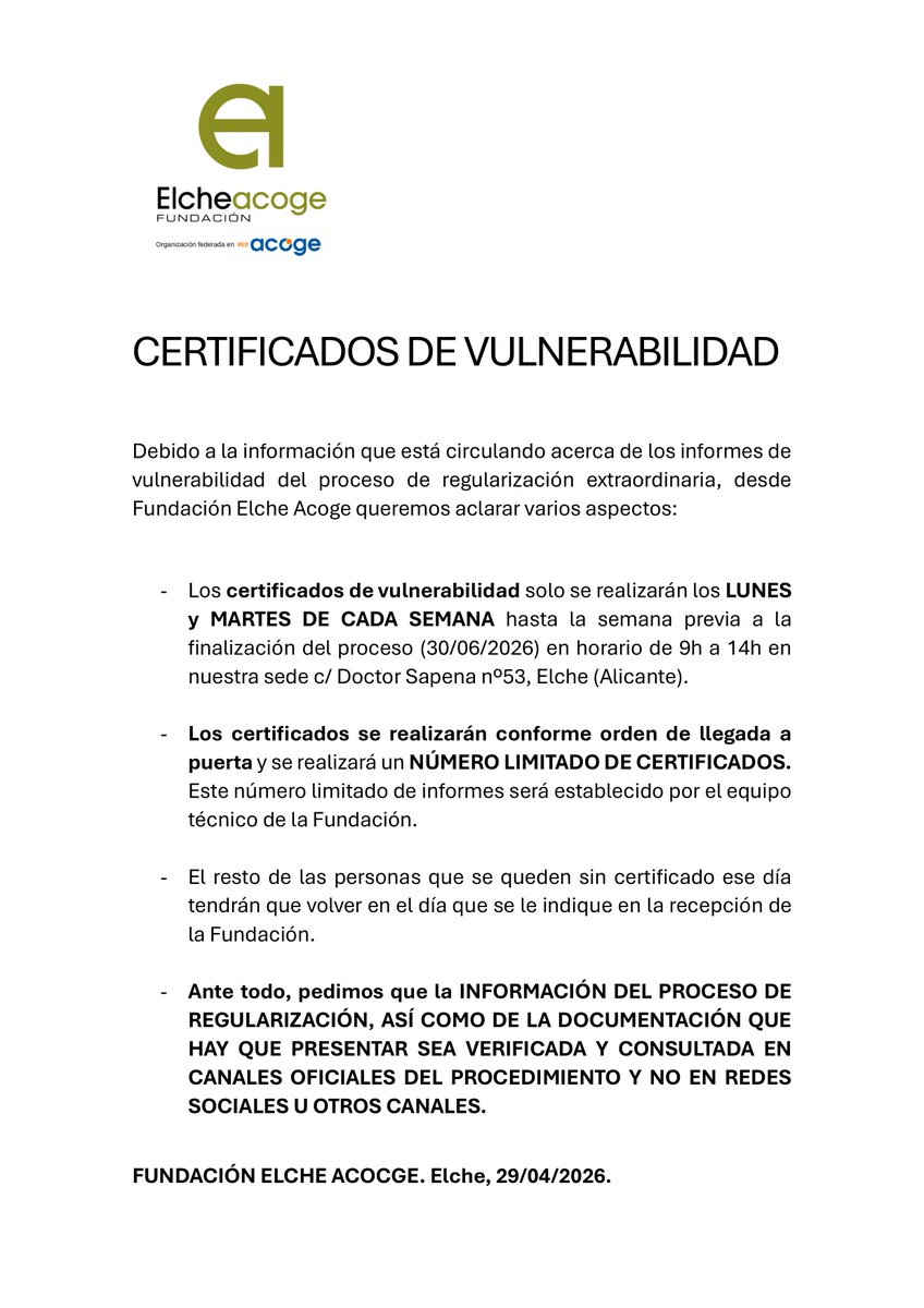 Fundación Elche Acoge tweet media