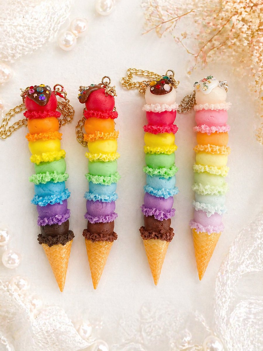 risasstore's tweet photo. 7段アイスのバッグチャーム🍨
ひとつひとつ手作りで仕上げてます♡

カラフルで存在感ばっちりなので
バッグにつけるとめっちゃ可愛いです🫶

ドーナツのピアスやワンピースも
一緒に並べてます🍩👗

📍クリエーターズマーケットvol.54
1号館 M-53.54
RISA’S STORE https://t.co/hcDwMX2pvf