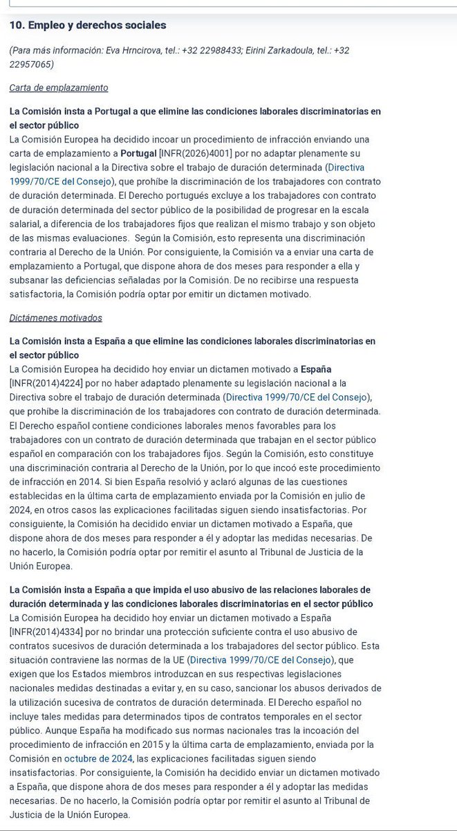 #FijezaYa - 🆘 <a href="/oscarlopeztwit/">Oscar López Agueda</a>
🔥 - Dictámen Motivado de 
<a href="/EU_Commission/">European Commission</a> a España por las Condiciones Laborales Discriminatorias en el sector público.
🚥 Directiva Europea 1999/70/CE: