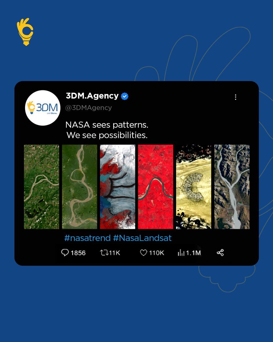 3DMAgency's tweet photo. We could’ve turned this into a deep insight about data and visibility.

But honestly…
we just liked how it looked.

So here we are.

#NASA #Nasatrend #Nasalandsat #Momentmarketing https://t.co/1MjwJ8lkLR