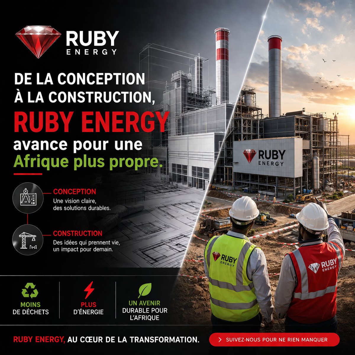 Ruby__Energy's tweet image. Chaque étape nous rapproche d’un objectif clair :

 - Moins de déchets
 - Plus d’énergie
 - Un avenir durable

🔴 Ruby Energy avance à grands pas.

👉 Suivez-nous pour ne rien manquer.

#RubyEnergy #Afrique #Energie #Impact #DéveloppementDurable #Innovation