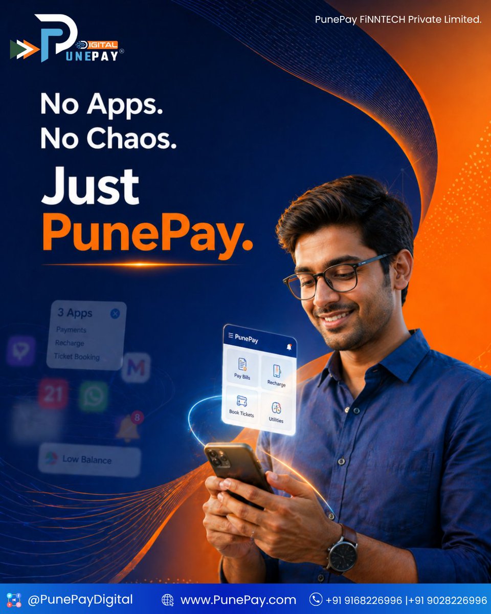 PunePayDigital's tweet photo. Why switch between apps? Manage payments, recharge, and bookings in one place.

𝐖𝐡𝐚𝐭𝐬𝐀𝐩𝐩 𝐍𝐮𝐦𝐛𝐞𝐫: https://t.co/CdOpMThBTk

#AllInOneApp #FintechIndia #PunePayDigital https://t.co/bDrLj4zkzv
