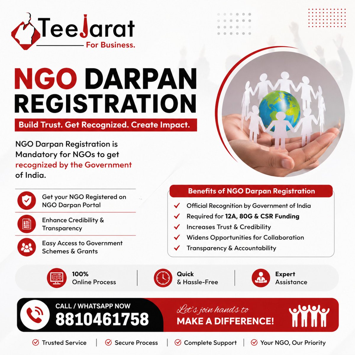 TeejaratA50936's tweet image. 🚀 Get your NGO Darpan Registration with in 10 mins!
Fast process
Expert support 
Build trust, get recognized &amp;amp; unlock funding opportunities. ✅

DM NOW
📞 +91 8810461758
🌐 teejarat.in

#NGODarpan #NGORegistration #StartupIndia #CSRFunding #Business #Teejarat