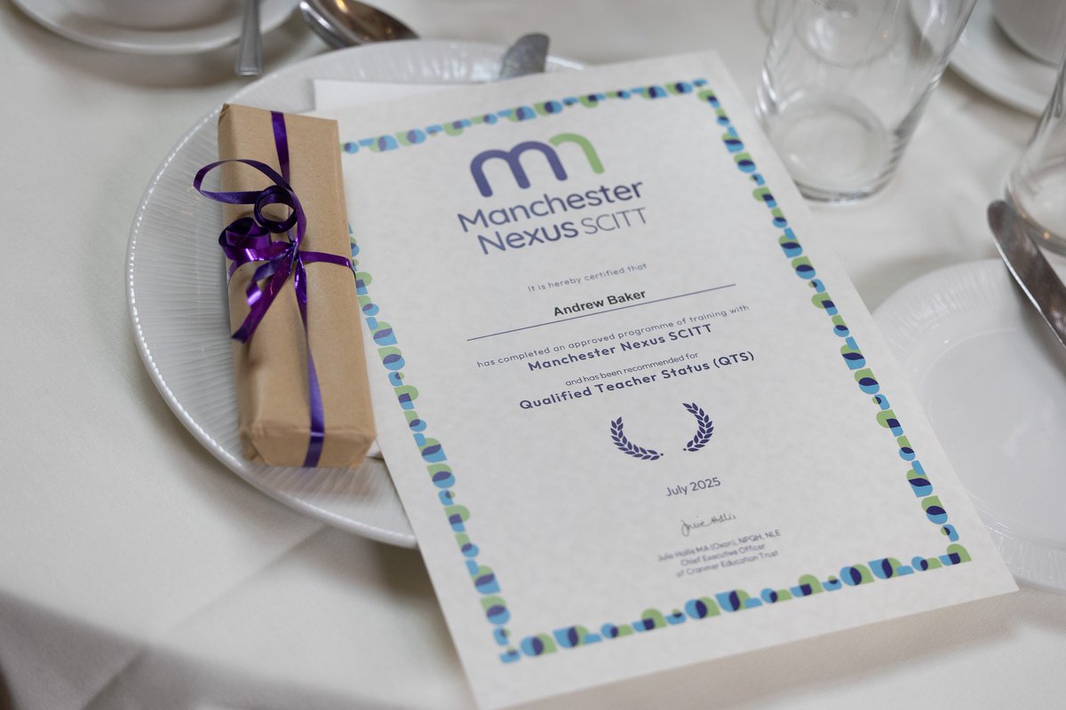 ManchesterSCITT's tweet image. Do you want to see your name on a certificate like this next July? 🎓

With Nexus SCITT, you could be celebrating becoming a fully qualified teacher - ready to step into your own classroom by September.

Start your journey into teaching today.

#TeacherTraining #GetIntoTeaching