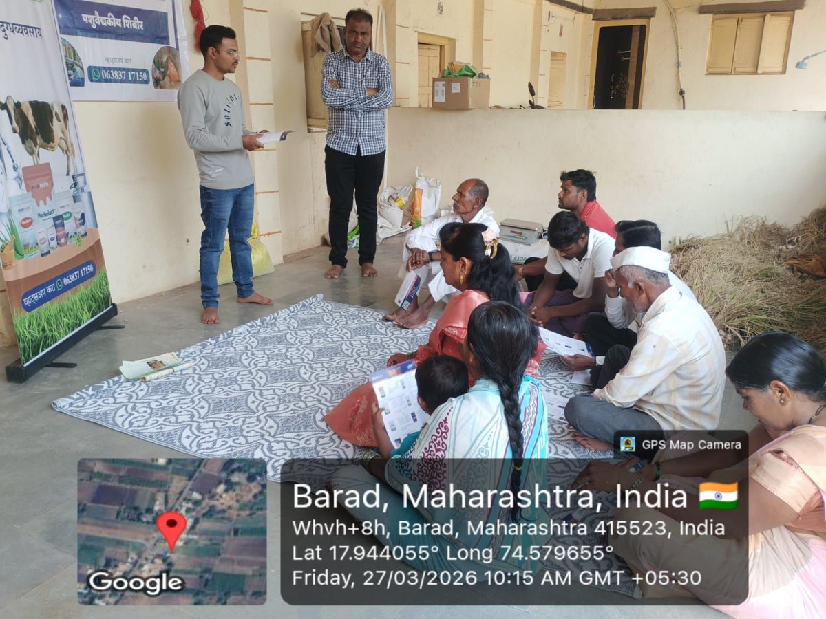 betterlivestock's tweet image. Barad , MH | #Livestock #VetCamp

Training camp held with Govind Milk. 14 farmers trained in EVP herbal remedies for mastitis &amp;amp; deworming to benefit their cattle and combat #AMR.

📞080693 75150
📱play.google.com/store/apps/det…

#veterinarycamp #mastitis #deworming #vetdoctor