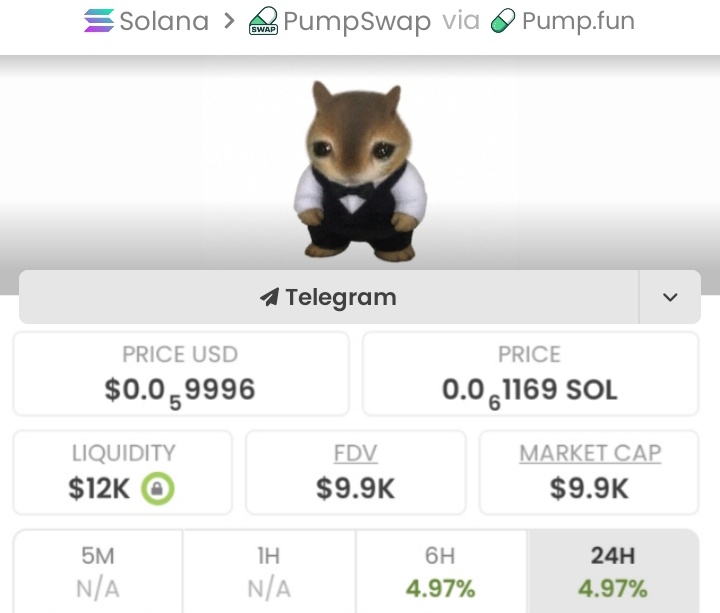 sssttkkk's tweet image. Big love to the Telegram squad! 🚀 Called $MINIBELKA before it exploded and secured a 20x bag. Profits taken. Now we move to the next one — don't sleep, join us now. #sol #MemeCoinSeason #EarlyBirds #zeudiners #100x #pump #memeszn

Ca:44A28Hc2mELfYojQP1SutL2NpcD8FfKTQkYKnsfTpump