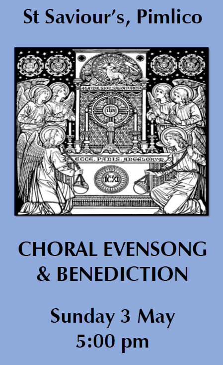 StSavioursSW1's tweet photo. Join us on Sunday at 5:00 pm for the beautiful celebration of Evensong and Benediction, followed by drinks https://t.co/beQlBvymC4