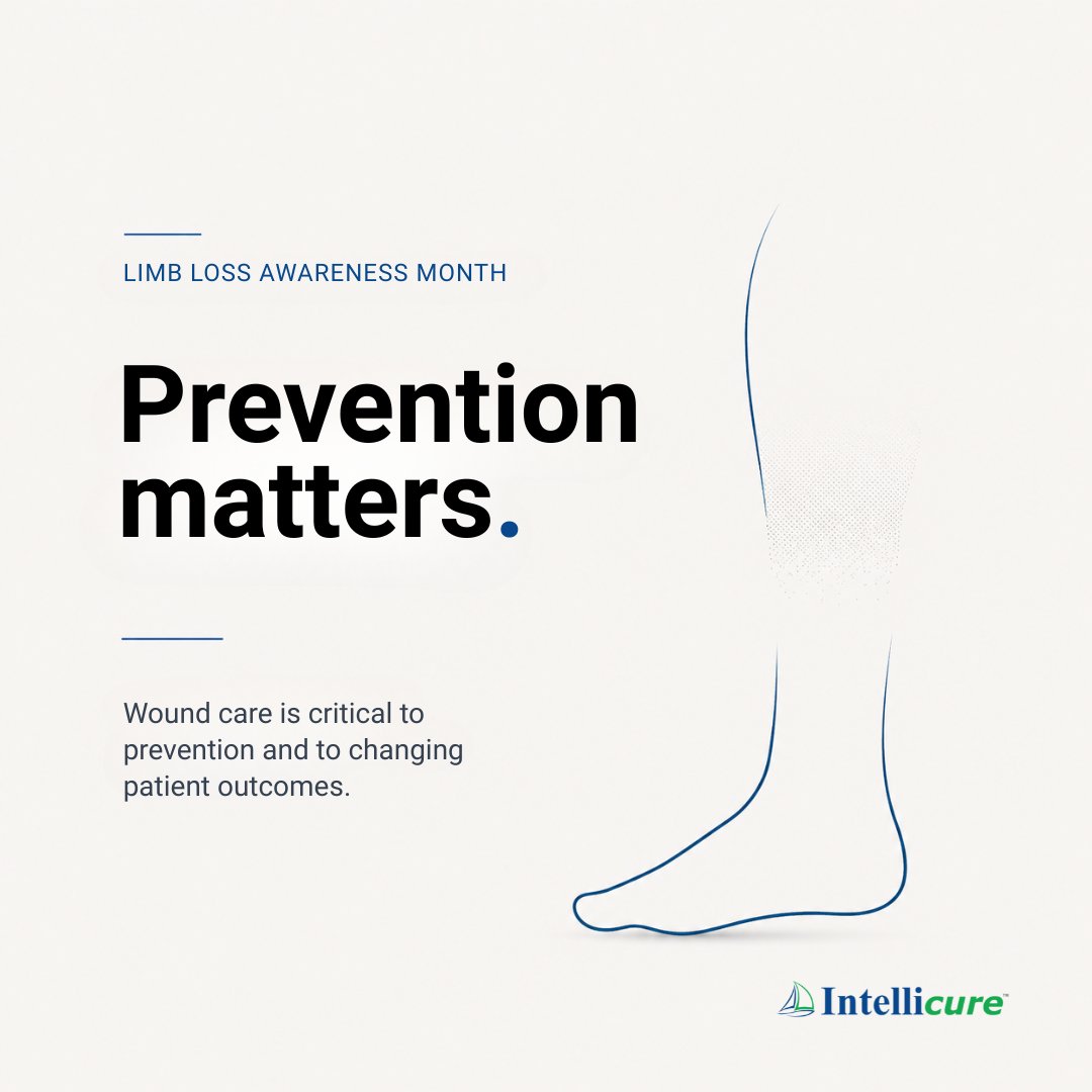 Intellicure's tweet photo. Before April wraps, we want to recognize Limb Loss Awareness Month.

Wound care is critical to prevention—and to changing patient outcomes.

To the clinicians behind that work: it matters.

#WoundCare #LimbLossAwareness #HealthcareLeadership #PatientOutcomes https://t.co/WIsjc9M4Nd