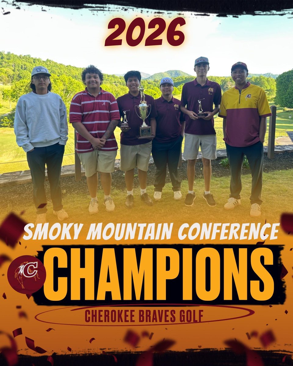 ndnsports's tweet photo. Congratulations to the Cherokee High School (NC) Braves golf team who captured the Smoky Mountain Conference champtionship. Matix Stamper's placed 2nd, Jae McMillan finished 5th, and Levi Tramper finished 9th to round out the All-Conference honorees.
#NativePreps #EBCI https://t.co/JS7gCPaNRD