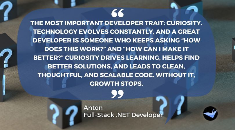 swan_software's tweet image. Our team member shares the importance of curiosity in development. #companyculture #teamwork #techcommunity