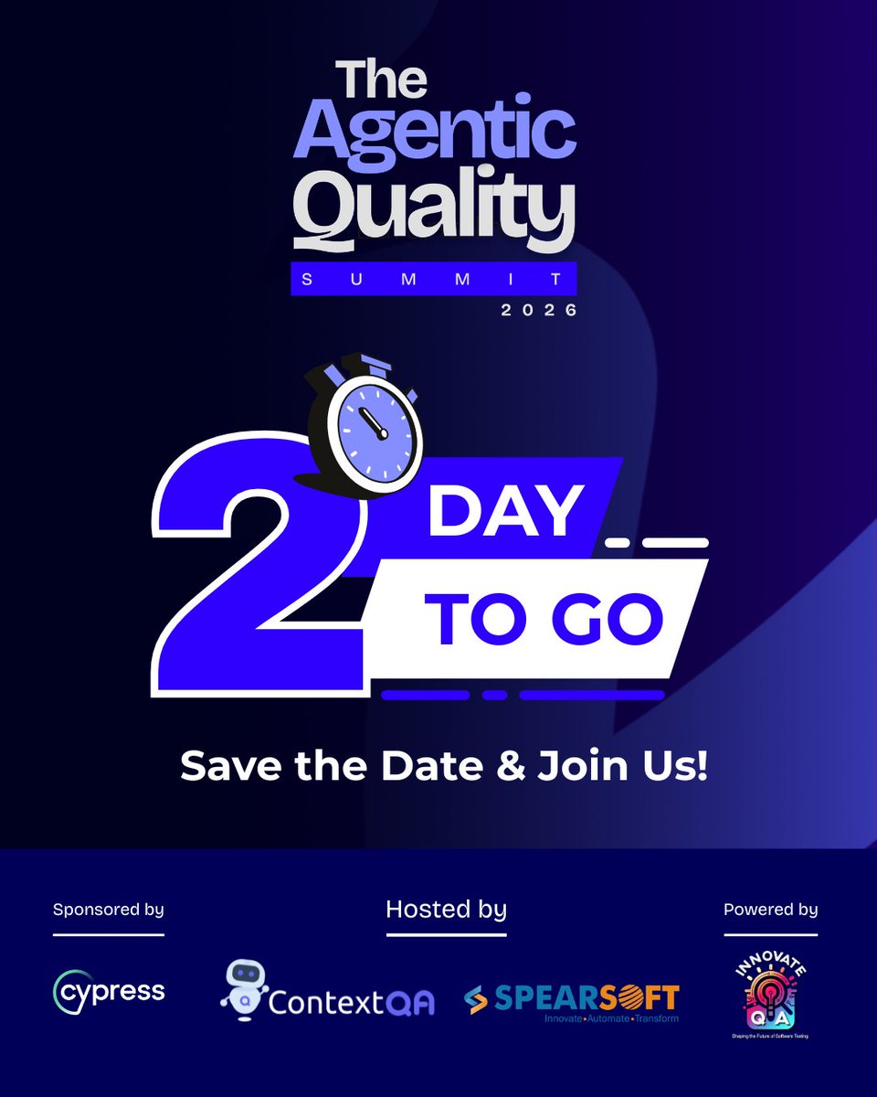 ContextQa's tweet image. 48 hours. Atlanta.

Most test agents like features. They fail. 
May 1, see a LIVE demo: testing probabilistic AI agents at scale.

Don’t hope agents work. Validate them.

Register: contextqa.com/events/the-age…

#AgenticQuality #AITesting #QualityEngineering
