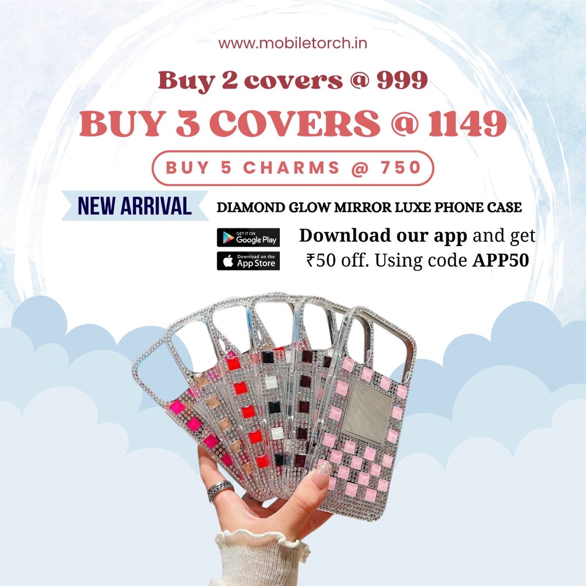 MobileTorch2222's tweet image. Elevate your phone game with our latest New Arrival: the Diamond Glow Mirror Luxe Phone Case. These cases aren't just about protection; they are a whole aesthetic.

#MobileTorch #MirrorCase #PhoneAccessories #BlingCase #NewArrivals