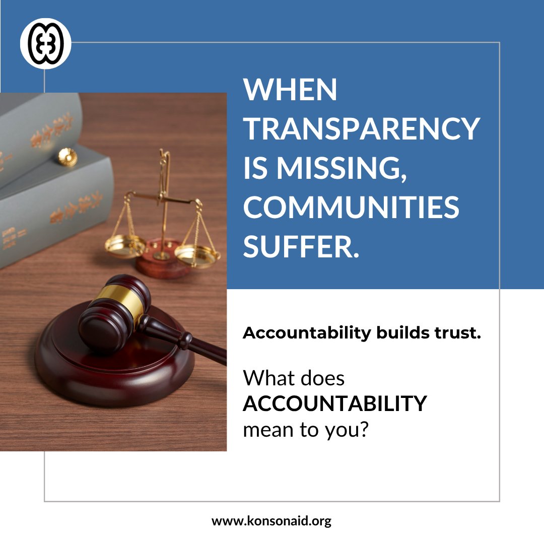 KonsonAid's tweet photo. Transparency isn’t just a value, it’s a responsibility.

When it’s missing, trust breaks and communities suffer. Accountability builds trust and trust builds stronger communities.

💬What does accountability mean to you?

#KonsonAid #Accountability #Transparency #CommunityImpact https://t.co/2M2ThS5wZh