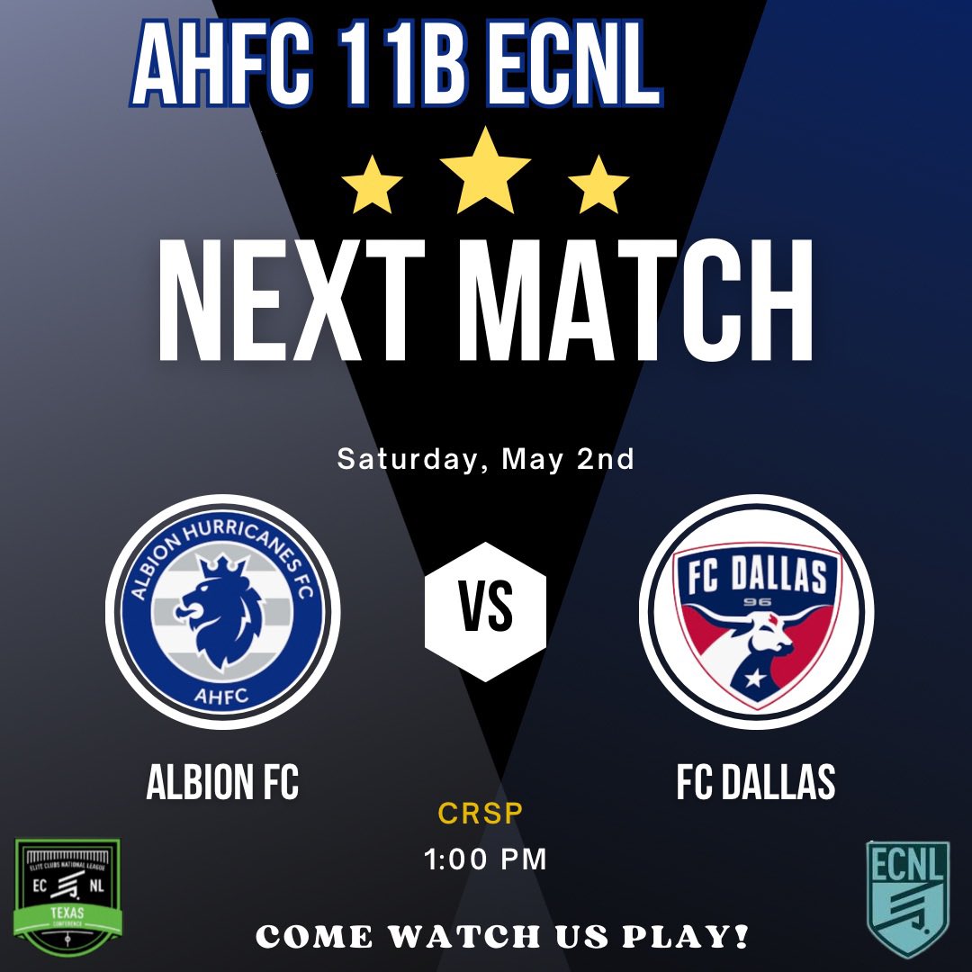 AHFC11BECNL's tweet photo. ⚽️ WEEKEND MATCH ⚽️

Three to go. Every point matters as @ECNLBOYS Texas Conference play hits the final stretch.

Back home against a top side.

🆚 FC Dallas Red
📅 Saturday, May 2
🕓 1:00 PM
📍 Campbell Road Sports Park

Houston, show up and bring the energy.

@ahfcsoccer 

………….……………………
#ECNL #ahfcpride #ahfcsoccer #ahfcfamily